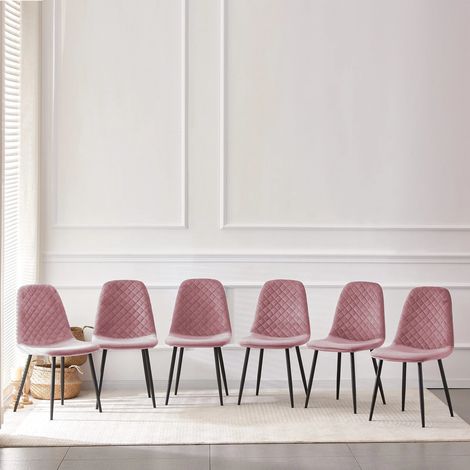 AINPECCA 6X Green Dining Chairs Velvet Padded Seat Metal Legs Kitchen Home Office UK