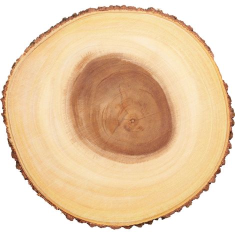 Piatto da portata Artesà rustico de legno de acacia, vassoio/tavola da portata formaggio de legno con bordo de corteccia, tagliere de rotondo, Ø 30 cm, marrone (1/5)