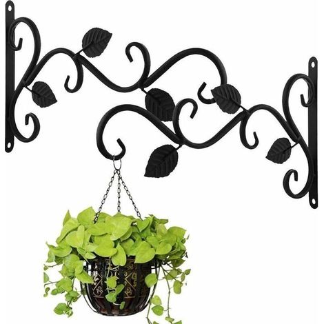 Soportes para cestas colgantes, ganchos de hierro para colgar en la pared, soportes metálicos para exteriores con tornillos, decoración de jardín para plantas, faroles y campanillas de viento (2 pieza (1/5)