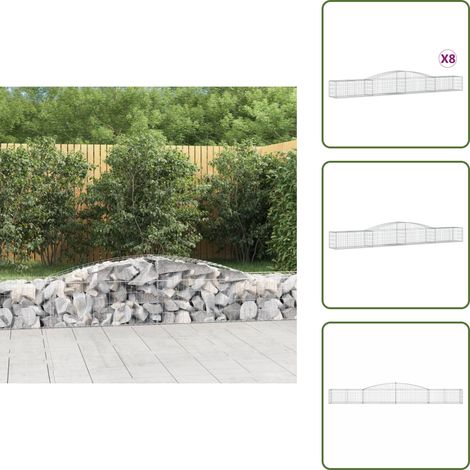 Paniers à gabions arqués 8 pcs 400x50x40/60 cm Fer galvanisé - Panier Gabion - Gabion - Clôture Gabion - Décoration Jardin - Mur Gabion (1/5)