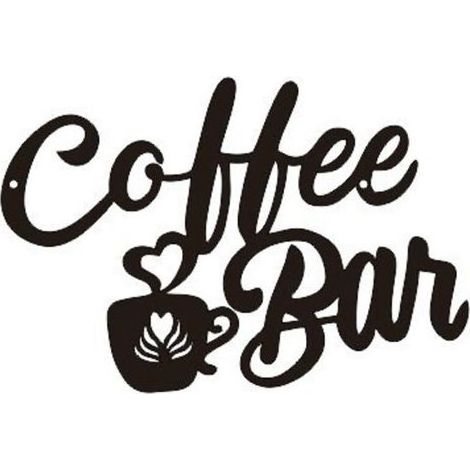 Panneau de café en métal noir - Décoration murale à suspendre avec tasse à café - 35 cm - Décoration de cuisine pour maison, station de café, magasin (1/3)