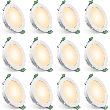 Lot de 12 Spots Encastrables LED 4W, 339LM (Équivalent 35W), 3000K Blanc Chaud, Spot LED Plafond Extra Plat, Plastique Intégral Isolant, Non Dimmable, Éclairage Sans Scintillement pour Salon (1/5)