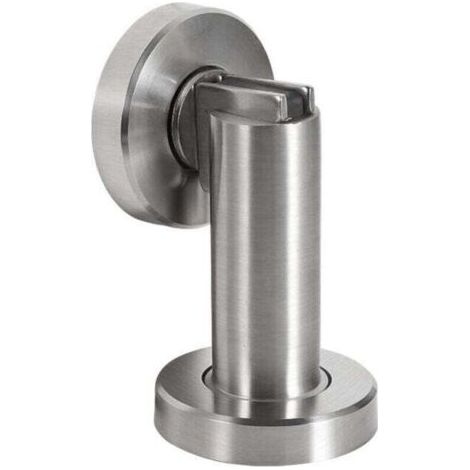 Magnetischer Türstopper MS010 in Edelstahloptik – Türstopper mit Befestigungsmaterial für Boden und Wand – Magnetischer Türblock – Ø 5 cm, Höhe 8,4 cm