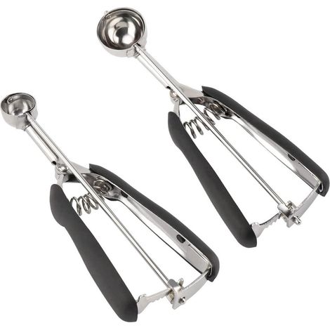 Set de 2 cuillères à glace en acier inoxydable 18/8, poignées confortables (1/5)