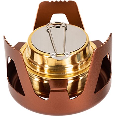 Réchaud à alcool portable, petit brûleur en laiton avec support en aluminium, ustensile de cuisine ultraléger pour le camping, la randonnée et les pique-niques en plein air.