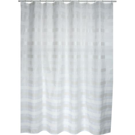 Rideau de douche Polyester AMALFI 180x200cm QUALITE PREMIUM Blanc - Anneaux inclus MSV