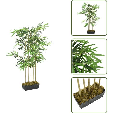 Árbol artificial - vidaXL Árbol de bambú artificial con 730 hojas verde 120 cm - Planta de bambú