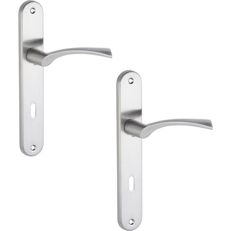 Manija de puerta interior con placa larga para llave, satinada NOA (1/4)
