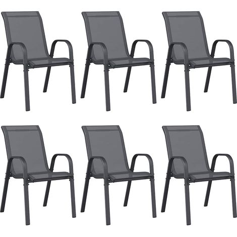 vidaXL Stackable Garden Chairs 6 pcs Grey Textilene Fabric (1/5)