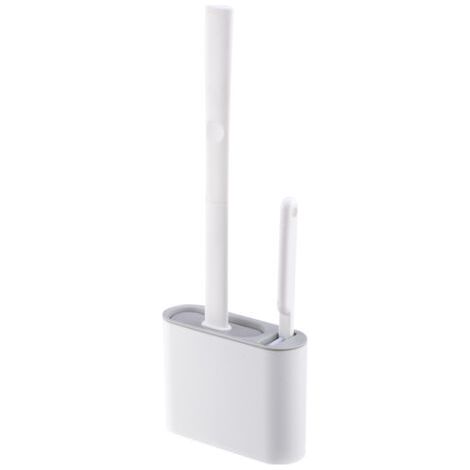 Brosse de Toilette en Silicone et Brosse de Nettoyage, Brosses WC avec Long Manche, avec Support Mural (1/5)