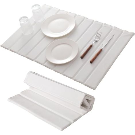 Bardusch-Tapis séchage diatomite 63×40 cm blanc B, pliable/super absorbant, vaisselle/tasses. (1/4)