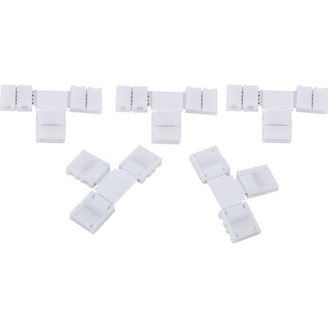 Adaptateurs de connecteurs à Clip sans soudure à 4 broches, 5 pièces, pour bande lumineuse LED RGB 5050 de 10mm (forme en T) (1/5)