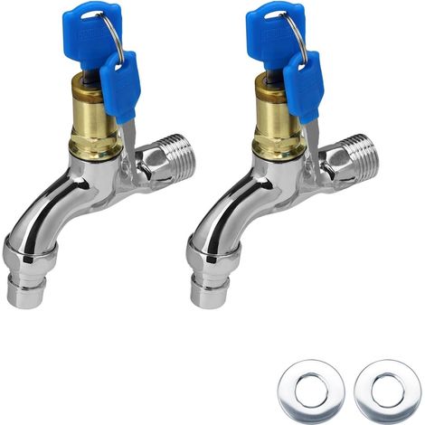 2 Pièces Robinet Verrouillable, Robinet Exterieur, Robinets D'eau Verrouillable, Serrure Robinet Jardin Exterieur, pour Jardin, Piscine, Potagers (1/5)