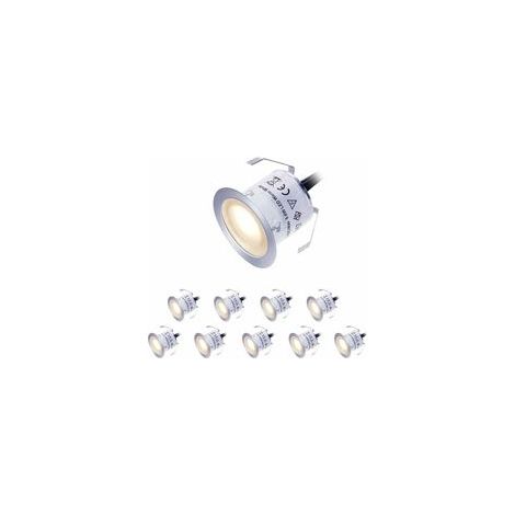 Lot de 10 luminaires LED 12V encastrables étanches IP67, blanc chaud, pour pont, terrasse, escalier –