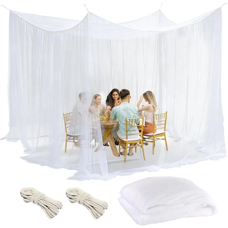 Mosquitera de 300 x 300 x 250 cm, para cenador, jardín, patio, camping, cama, malla fina de 220 con 1 puerta, blanca (1/5)