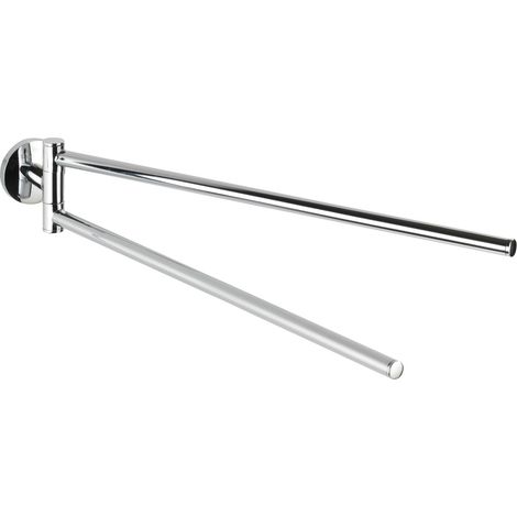 WENKO Porte Serviette Mural Salle de Bain Cuba, 2 barres porte serviette rotatives, Zinc, 60x5x13.5 cm, Brillant (1/5)