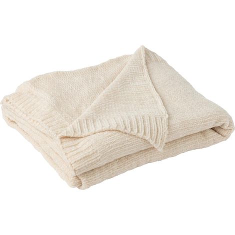 Plaid Uni Chenille "Bradly" 130x170cm Écru