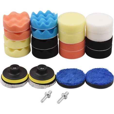 Kit de 24 tampons de polissage pour perceuse, embout de polissage de 7,6 cm (3 pouces), pour le lustrage et le cirage d'automobiles et de yachts (1/5)