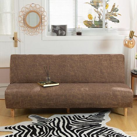Stretch Sofa Cover without Armrest, Universal Sofa Cover without Armrest, Fully Covered, Foldable Sofa Protector, Easy to Install and Clean, 3 Seater Sofa Bed Cover, Coffee MUMU (1/4)