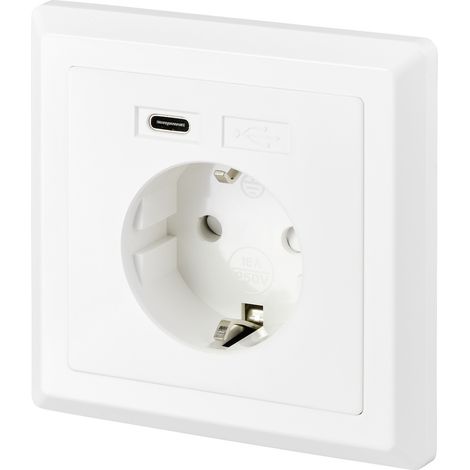 Sygonix SY-5238674 Unterputz-Steckdose Power Delivery, erhöhter Berührungsschutz, mit USB-C® Weiß (1/5)