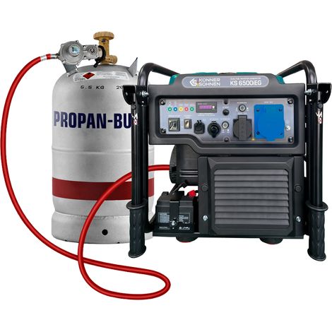 Könner & Söhnen Generatore Inverter Dual Fuel KS 6500iEG – 6,5 kW (Benzina/Gas), Avviamento Elettrico, Prese 16A/32A, ideale per Casa, Ufficio, Cantieri, Professionisti, ultra potente e affidabile.