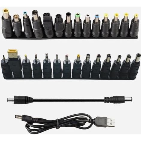 28 Pièces Adaptateur d'alimentation DC 5,5 x 2,1 mm Connecteur Universel CC Plugs Femelle à Mâle Adaptateur, Barrel Jack Connecteur, avec 1 Pièce Câble 20CM et 1 Pièce USB à DC 1M (1/5)