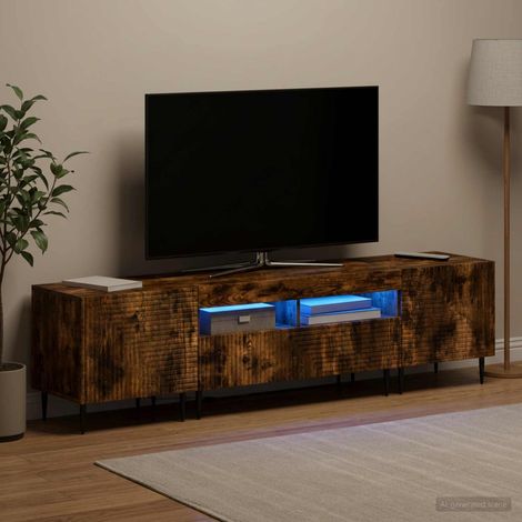 vidaXL Conjunto de 3 Muebles para TV con LED Roble Ahumado (1/5)