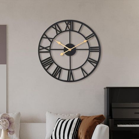 Metal Wall Clock with Roman Numerals Vintage Silent 60 cm (1/5)
