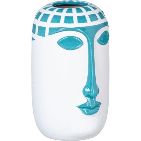 Vase Visage en céramique Blanc et Bleu (1/5)