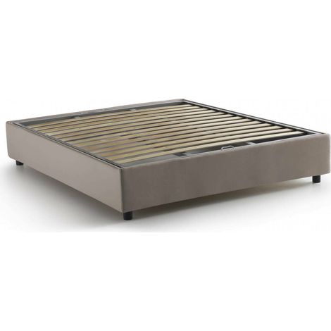 Talamo Italia Letto matrimoniale Azzurra, Letto contenitore con rivestimento in tessuto, 100% Made in Italy, Apertura frontale, adatto per materasso Cm 140x190, Tortora, con imballo rinforzato