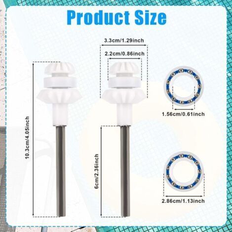 Lot de 2 pièces de rechange pour nettoyeurs de piscine MX8, MX8EL, MX6, MX6EL Elite, accessoires de mise au point de l'arbre de transmission, pièces de rechange pour Zodiac avec roulement de roue (1/2)