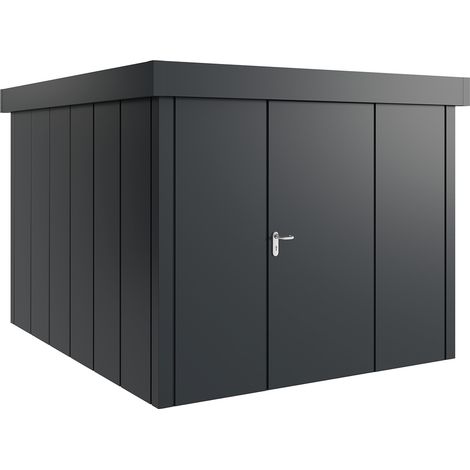 Hörmann Metall-Gerätehaus "Juno" mit Flachdach, JFD11 - Design, 262 x 310 cm (B x T), anthrazit, 1-flüglige Tür, Anschlag rechts (1/5)