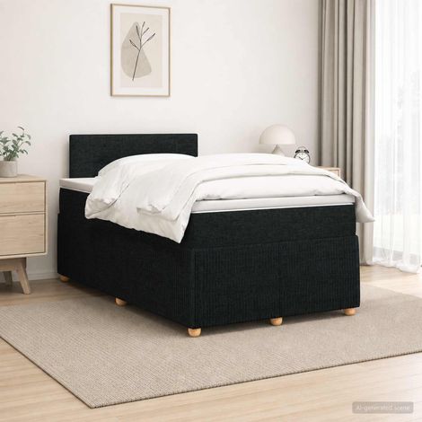 Cama box spring con colchón Negro 120 x 190 cm Tela (1/5)