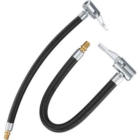 2 Tuyau Pompe Gonflage Pneu, 35cm Gonfleur de Valve Tube à Vélo Tuyau, Adaptateur Pneu Voiture, en Caoutchouc d'air Voiture, Noir, Taille Unique (1/5)