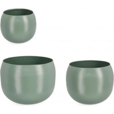 Set 3 vasi rotondi per fiori piante da interno esterno Keyra YES - Verde
