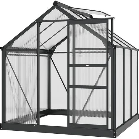 Outsunny Walk-In Polycarbonate Greenhouse Plant Grow Galvanized Aluminium 6 x 6ft