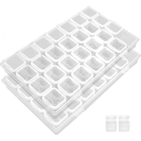 Set di due scatole portaoggetti: scatole portaoggetti in plastica trasparente con scomparti, caratterizzate da un design unico e 112 scomparti. (1/5)