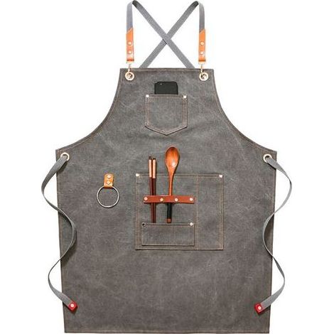 DBBEGK (Gris)Tablier de cow-boy de haute qualité avec poches pour coiffeur, peintre, jardinier, styliste de coiffure pour femme et homme (1/5)
