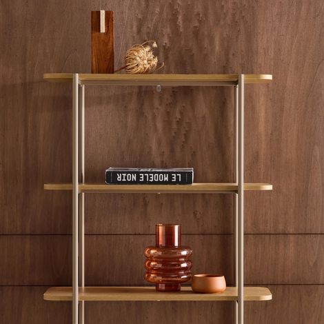 Etagère bibliothèque métal courbé et décor bois 6 niveaux marron - Molto (1/5)