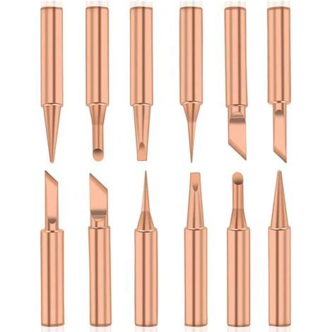 CSPARKV Paquet de 12 pointes de soudure en cuivre pur pointes de soudure sans plomb Station de soudage 900M-T outils de soudage pour hangar Radio (1/4)