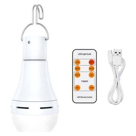 USB Ampoule Rechargeable Avec Télécommande, 7W LED Ampoules Batterie , E27 Tactile Dimmable Ampoule Avec Fonction de Synchronisation, Extérieur Camping Ampoule De Secours Avec Crochet (1/4)