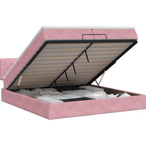 Maison Exclusive - Letto ottomano con materasso Rosa 200 x 200 cm Velluto (1/5)