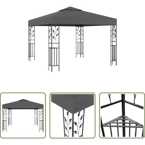 vidaXL Protection extérieur - Belvédère 3x3 m Anthracite (1/5)
