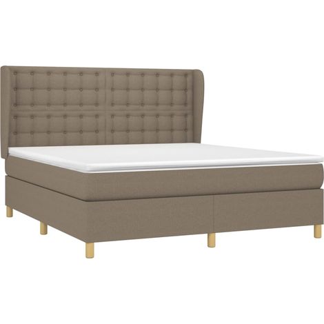 vidaXL Giroletto a Molle con Materasso Tortora 180x200 cm in Tessuto (1/4)