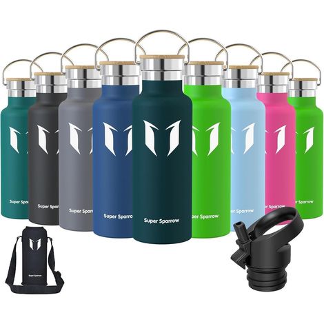 Trinkflasche Edelstahl Auslaufsicher Thermosflasche 500 ml Jade (1/5)