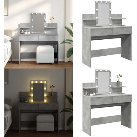 Coiffeuse avec LED gris béton 100x40x130 cm - Coiffeuse avec LED - Coiffeuse en bois d'ingénierie (1/5)