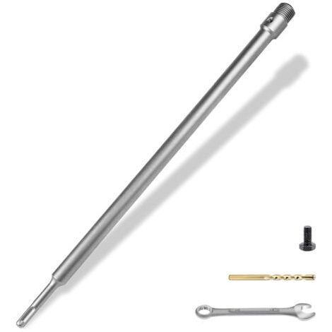 1 rallonge pour scie trépan sds plus, manche rond 450mm, filet m22, acier haute résistance, perçage mural (1/5)