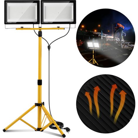 Randaco LED Baustrahler Arbeitsleuchte 200W, LED Fluter Floodlight inkl. Stativ und 3M Kabel für Innen-und Außenbereich - 6500K Kaltweiß