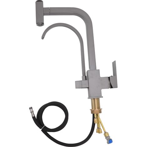 Robinet de cuisine 360° avec douchette extractible, bec orientable, mitigeur à levier unique, eau chaude et froide, antirouille, pulvérisateur escamotable. (1/5)