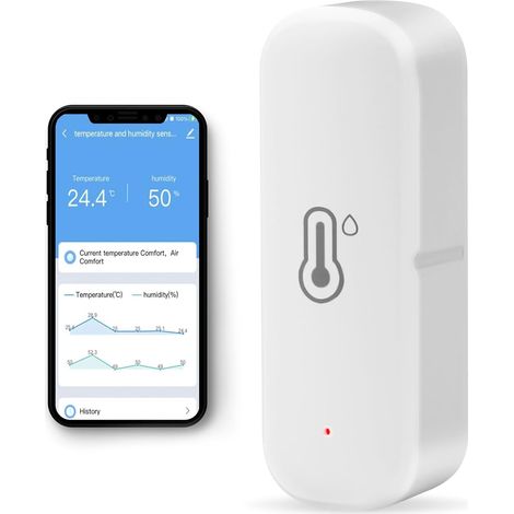 WiFi Thermomètre Hygromètre Intérieur, Stockage Alertes sur l'App Mini Capteur de température et d'humidité sans fil Compatible avec Tuya Smartlife Maison Cave Serre Chambre Frigo (1/5)